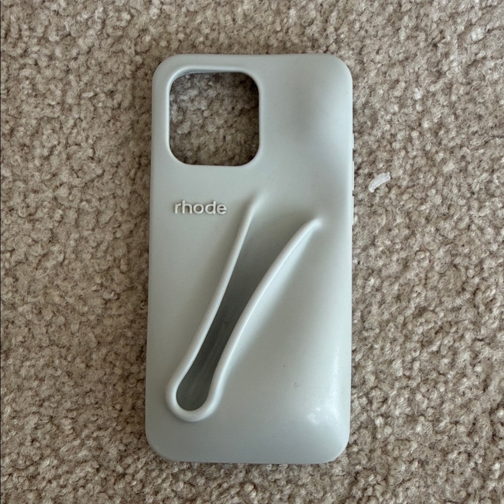 RHODE Light Gray 14 pro max Phone Case with Grip